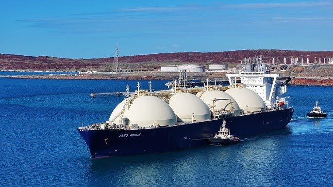 LNG carrier arriving at terminal